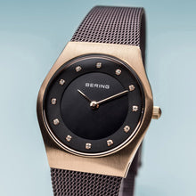 Load image into Gallery viewer, Bering Classic Brushed Gold Brown Mesh Watch