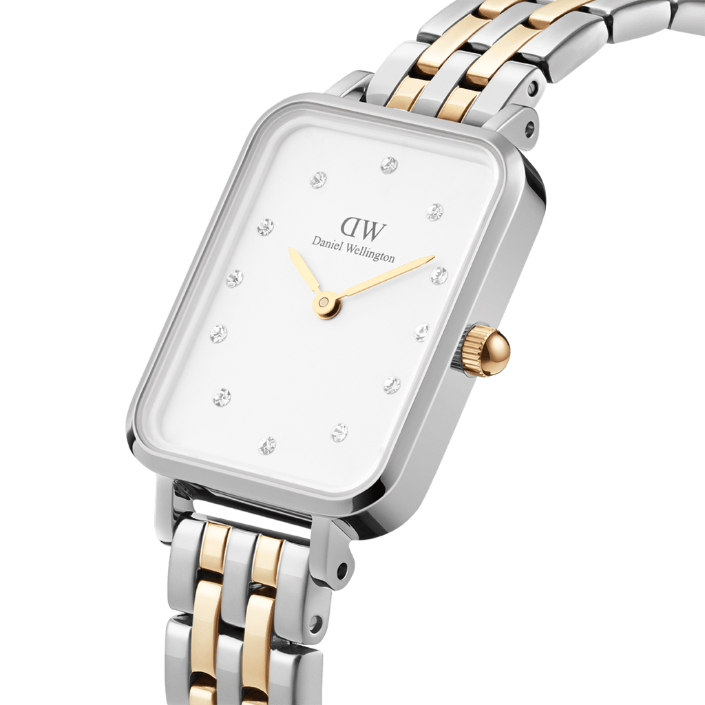 Daniel Wellington Quadro Lumine 20x26 5-Link Gold & Silver White Watch