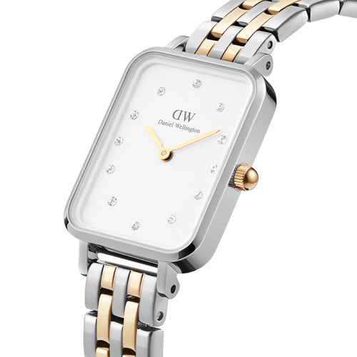 Quadro Lumine 20x26 5-Link Gold & Silver White Watch