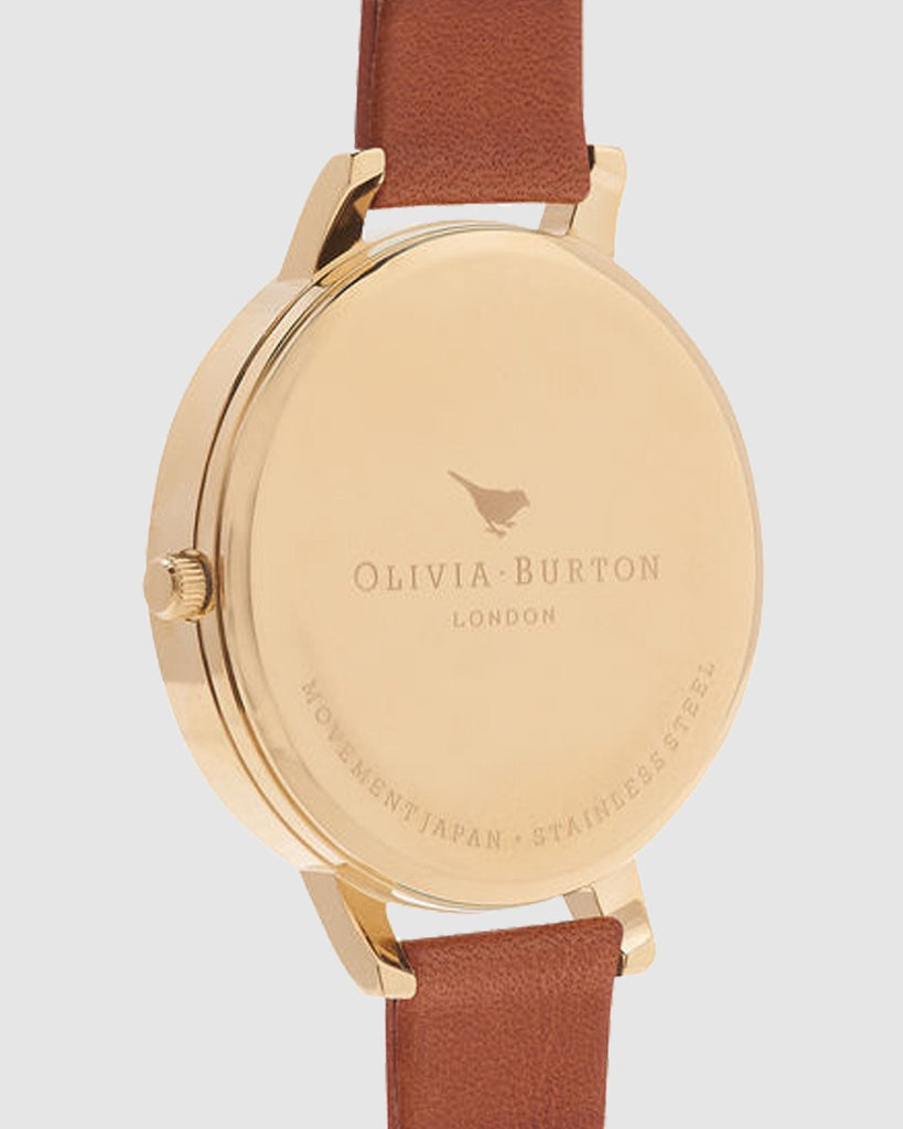 Olivia Burton Big Dial Gold Case Tan Watch - Gold