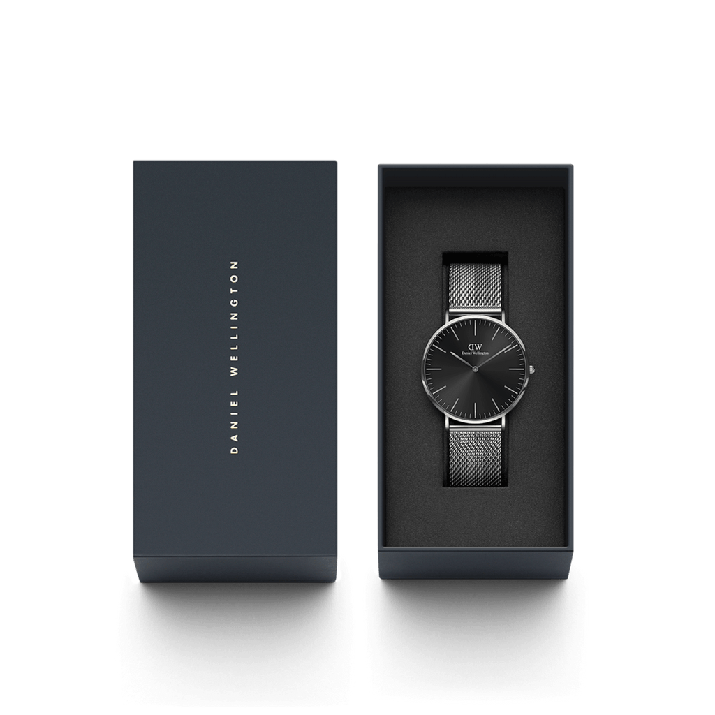 Classic 40 Sterling Silver & Onyx Watch