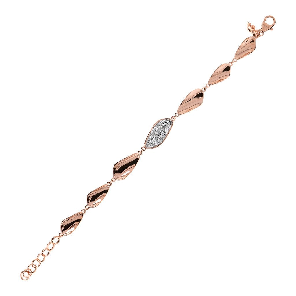 Bronzallure Leaves Bracelet Cubic Zirconia