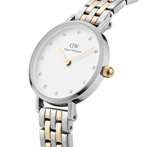 Petite Lumine 28 5-Link Gold & Silver White Watch