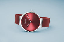 Load image into Gallery viewer, Bering Classic Brushed Silver Red Mesh Watch