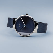 Load image into Gallery viewer, Bering Classic Brushed Silver Blue Milanese Mesh Watch
