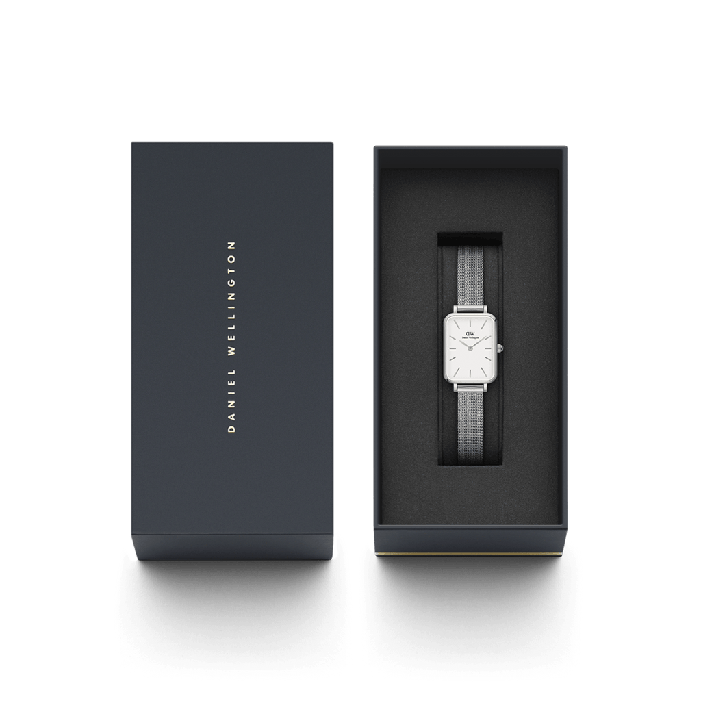 Daniel Wellington Quadro 20X26 Pressed Sterling Silver & White Watch