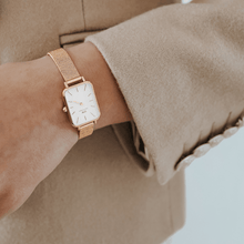 Load image into Gallery viewer, Daniel Wellington Quadro 20X26 Pressed Melrose Rose Gold &amp; White Watch