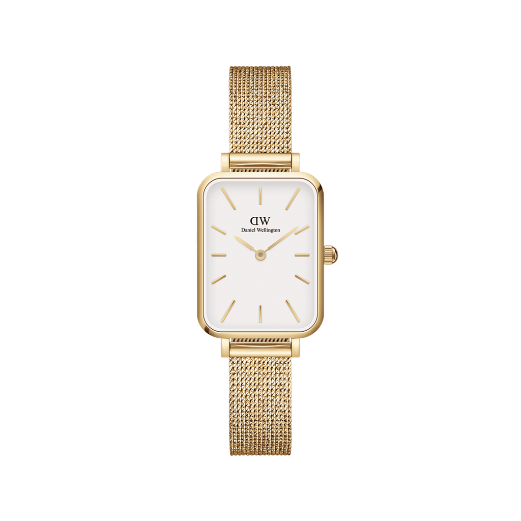 Daniel Wellington Quadro 20X26 Pressed Evergold Gold & White Watch