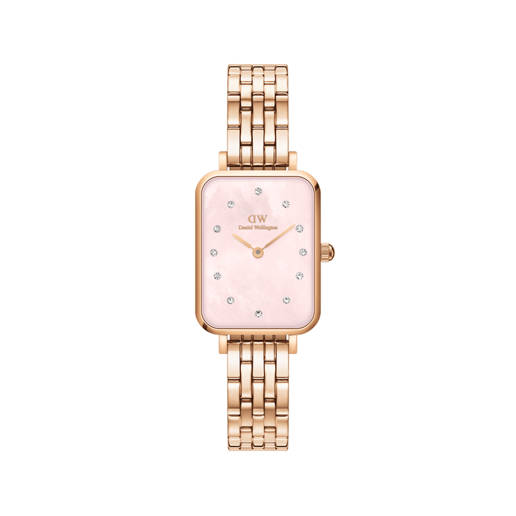 Daniel Wellington Quadro Lumine 20x26 5-Link Rose Gold & Mother of Pearl Pink Watch