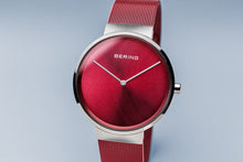 Load image into Gallery viewer, Bering Classic Brushed Silver Red Mesh Watch