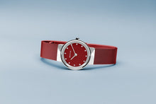 Load image into Gallery viewer, Bering Classic Polished Silver Red Mesh Watch