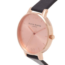 Load image into Gallery viewer, Olivia Burton Big Dial Rose Gold Case Black Watch - Black