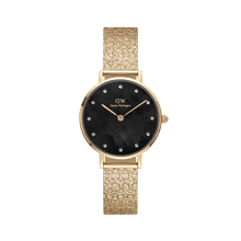 Load image into Gallery viewer, Daniel Wellington Petite 28 Lumine Gold Mother of Pearl Black Watch