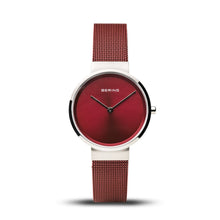 Load image into Gallery viewer, Bering Classic Brushed Silver Red Mesh Watch