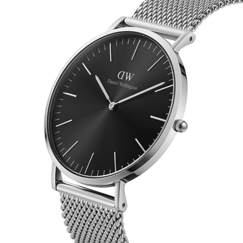 Classic 40 Sterling Silver & Onyx Watch