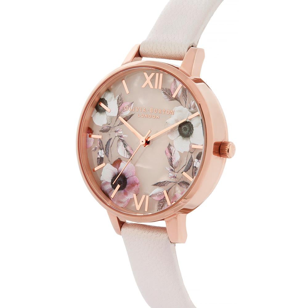 Olivia Burton Semi Precious Rose Gold Pearl Pink Watch - Rose Gold