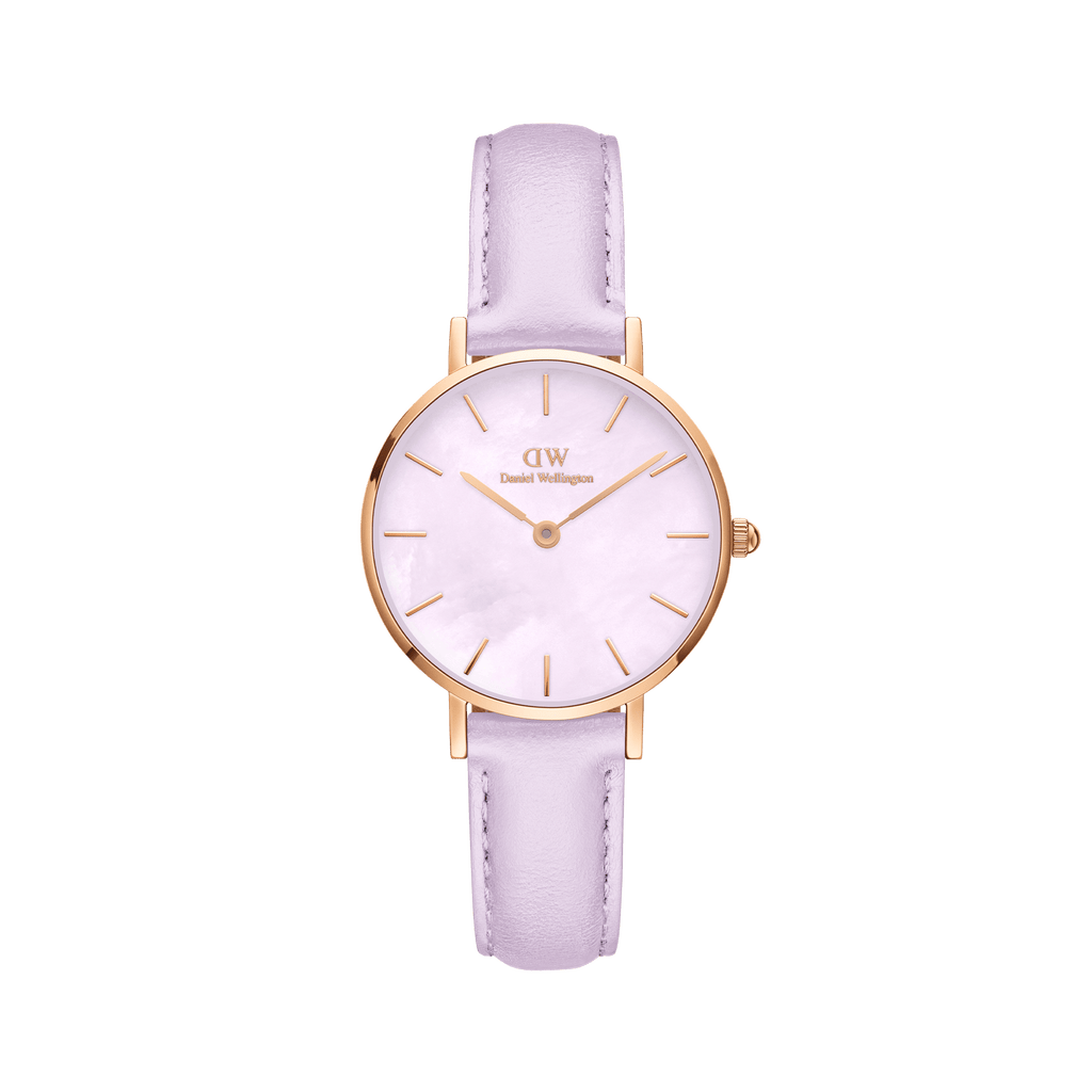 Daniel Wellington Petite 28 Purple Leather & Rose Gold Mother of Pearl Watch