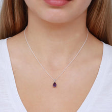 Load image into Gallery viewer, Amethyst Pendant with 0.02ct Diamonds in 9K White Gold