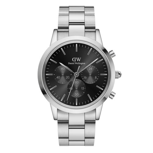Iconic Chronograph 42 Link Silver & Black Sunray Watch