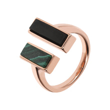 Load image into Gallery viewer, Bronzallure Bicolor Carré Natural Stones Ring