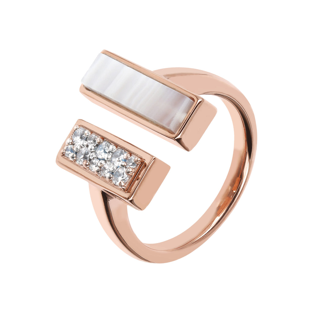 Bronzallure Cubic Zirconia and Carré Stone Ring