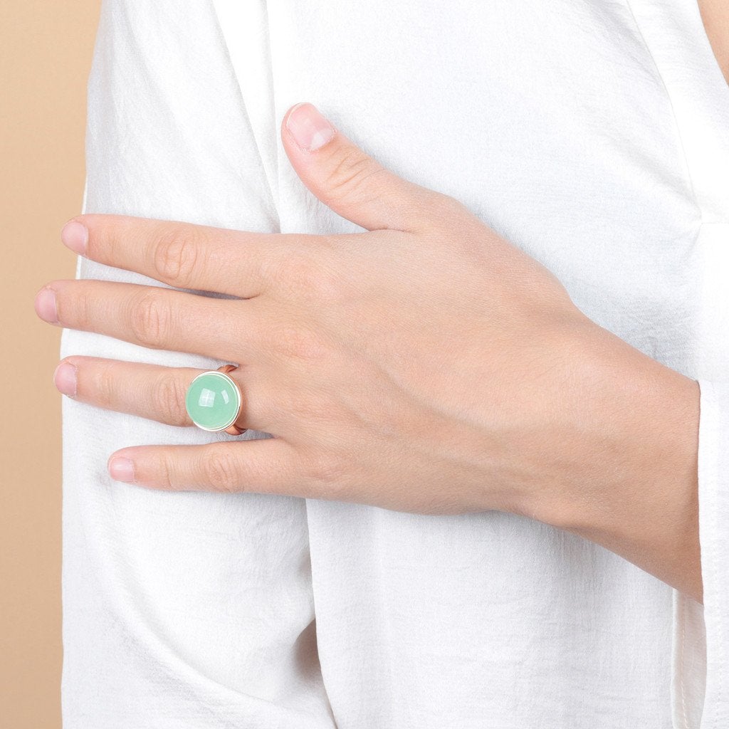 Bronzallure Cabochon Ring Pastel Gemstone