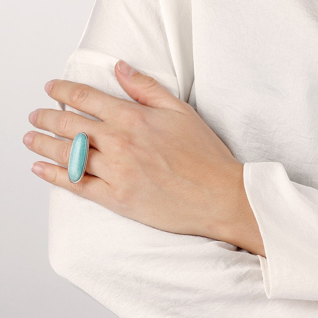 Bronzallure Long Oval Cut Stone Ring