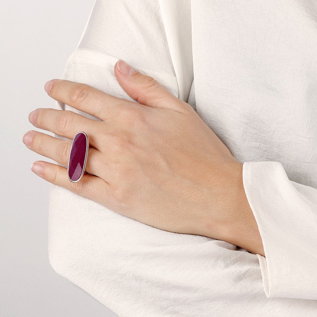 Bronzallure Long Oval Cut Stone Ring