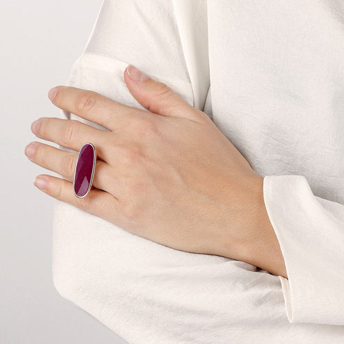 Bronzallure Long Oval Cut Stone Ring