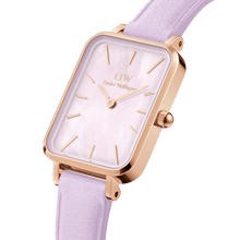 Load image into Gallery viewer, Daniel Wellington Quadro Purple Leather &amp; Rose Gold Mother of Pearl Watch